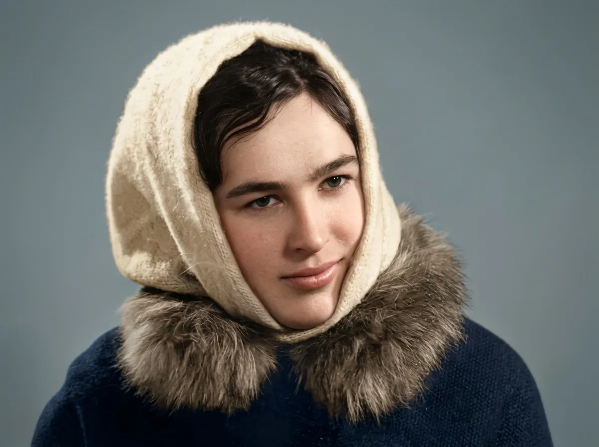 The same portrait straightened, freed from the table and in colour