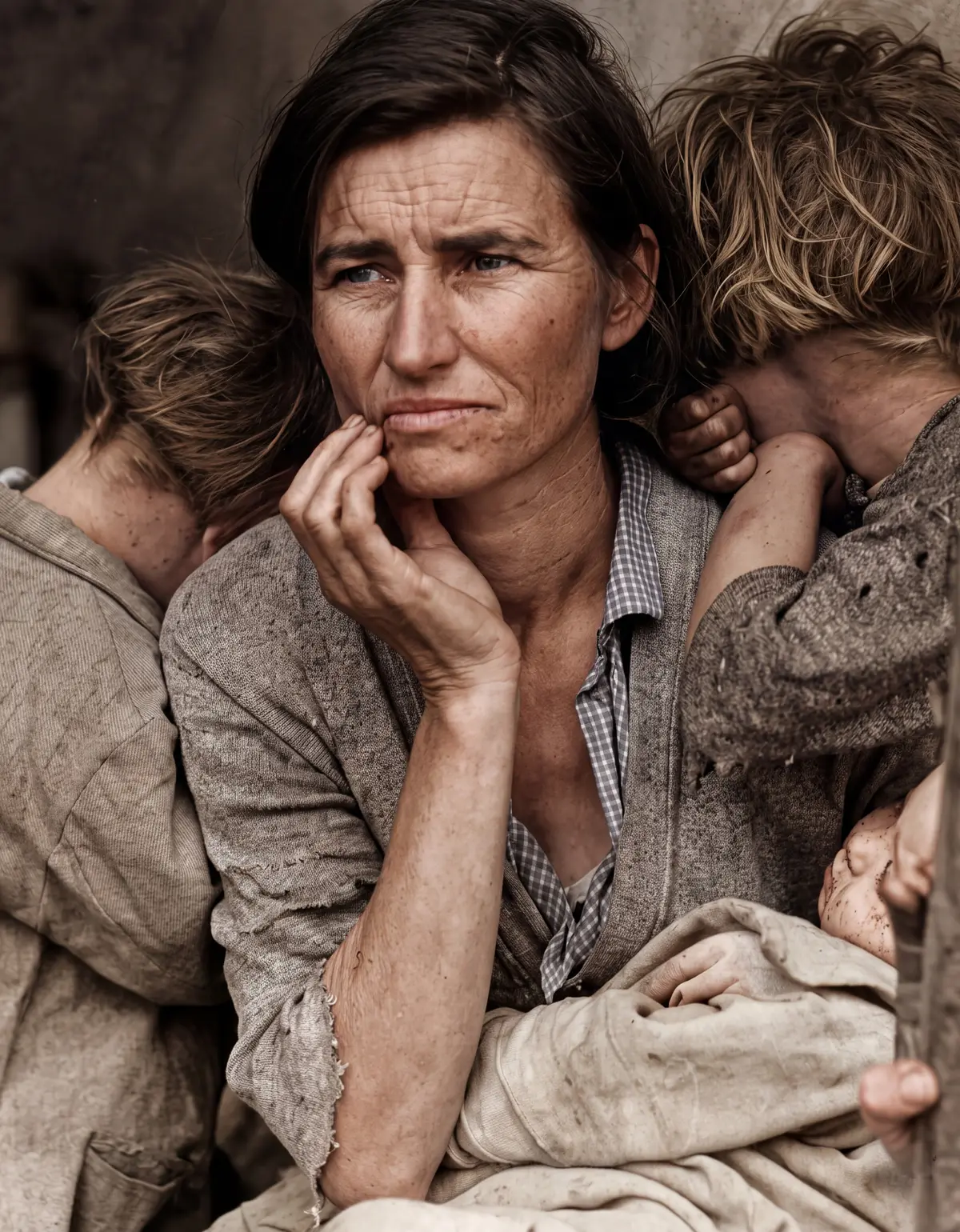 The same photograph restored and in color — the scratch gone and the thumb at the right edge kept